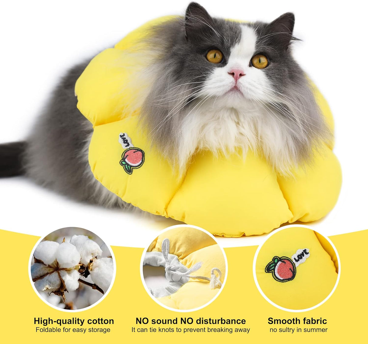 H HIDREAM Cat Cone Collar Yellow Flower Medium