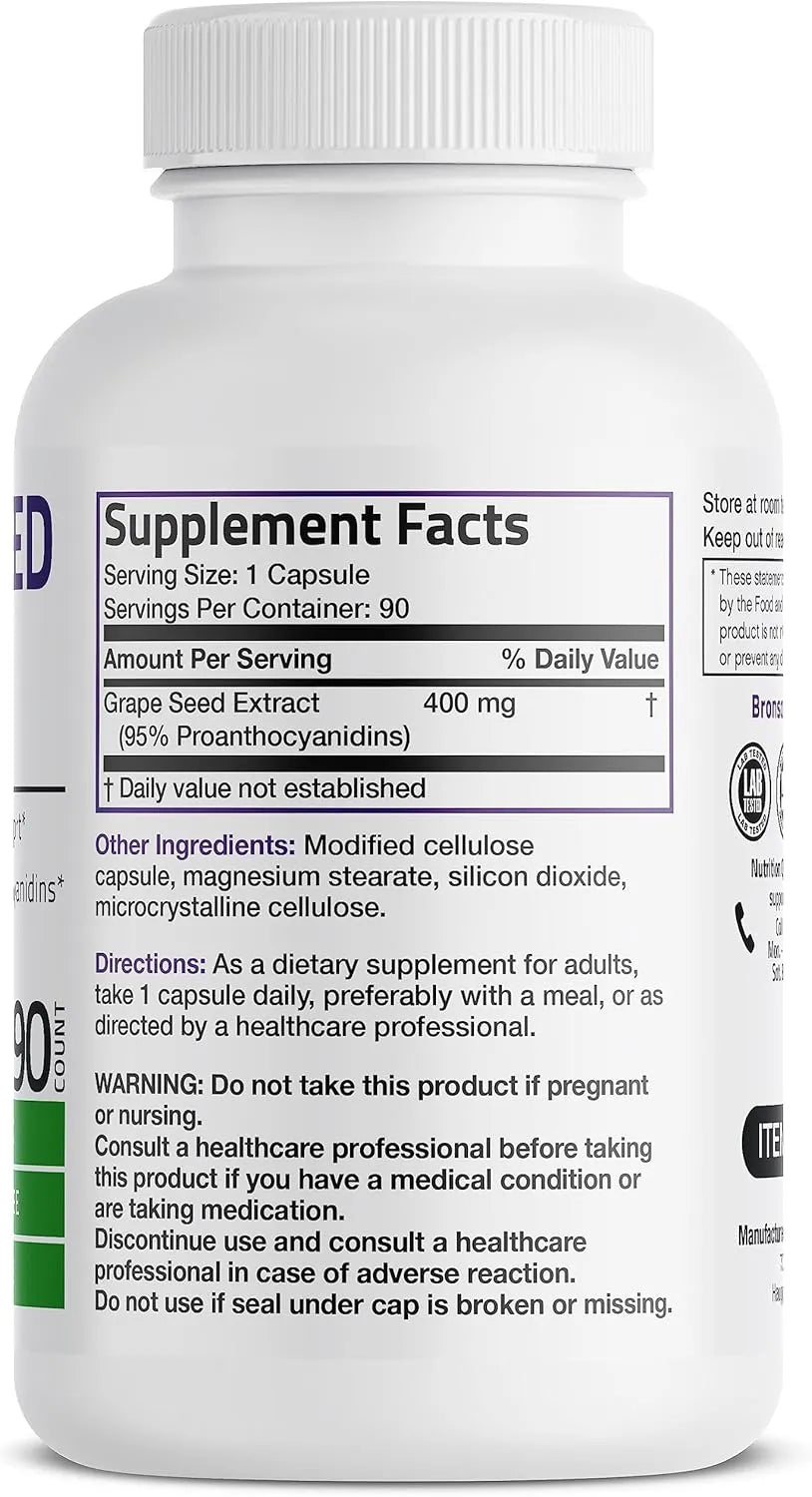 BRONSON - Bronson Grape Seed Extract 400Mg. 90 Capsulas - The Red Vitamin MX - Suplementos Alimenticios - {{ shop.shopifyCountryName }}