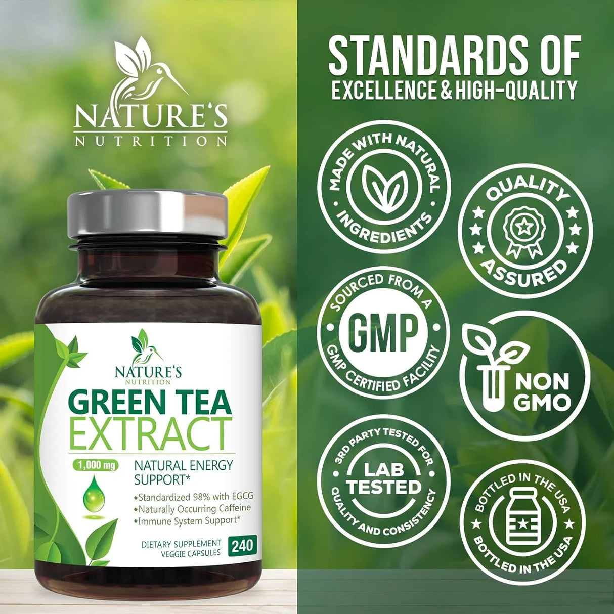 NATURE'S NUTRITION - Nature's Nutrition Green Tea Extract 1000Mg. 240 Capsulas - The Red Vitamin MX - Suplementos Alimenticios - {{ shop.shopifyCountryName }}