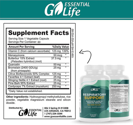 GO ESSENTIAL LIFE - Go Essential Life Lung Support 60 Capsulas - The Red Vitamin MX - Suplementos Alimenticios - {{ shop.shopifyCountryName }}