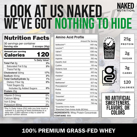 NAKED Whey Grass Fed Whey Protein Powder Unflavored 907Gr.