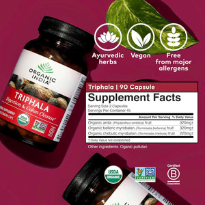 ORGANIC INDIA - Organic India Triphala 90 Capsulas - The Red Vitamin MX - Suplementos Alimenticios - {{ shop.shopifyCountryName }}