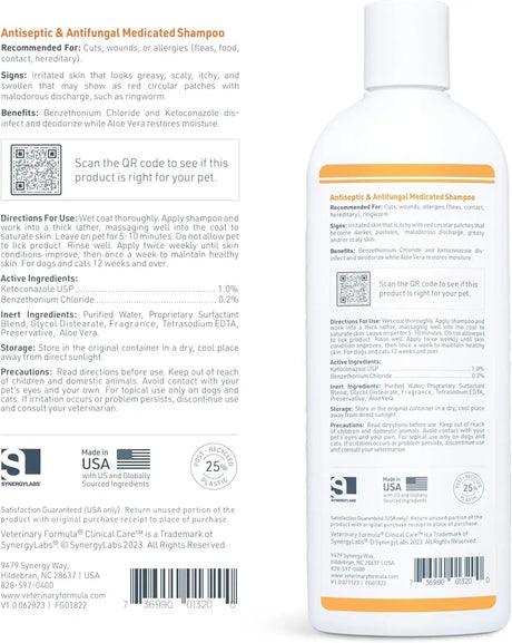 VETERINARY FORMULA - Veterinary Formula Clinical Care Antiseptic and Antifungal Medicated Shampoo for Dogs & Cats 16 Fl.Oz. 2 Pack - The Red Vitamin MX - Remedios Para La Picazón De Perros - {{ shop.shopifyCountryName }}