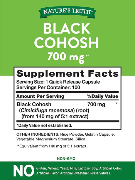 Nature's Truth Black Cohosh 700Mg. 100 Capsulas