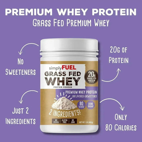 SIMPLYFUEL - simplyFUEL Grass Fed Whey Protein Powder Unflavored 460Gr. - The Red Vitamin MX - Suplementos Alimenticios - {{ shop.shopifyCountryName }}