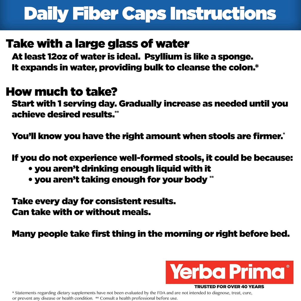 Yerba Prima Daily Fiber Caps Formula 400 Capsulas 2 Pack