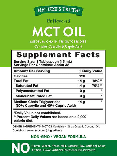 Nature's Truth MCT 100% Pure Oil 473Ml. - The Red Vitamin MX - Suplementos Alimenticios - NATURE'S TRUTH