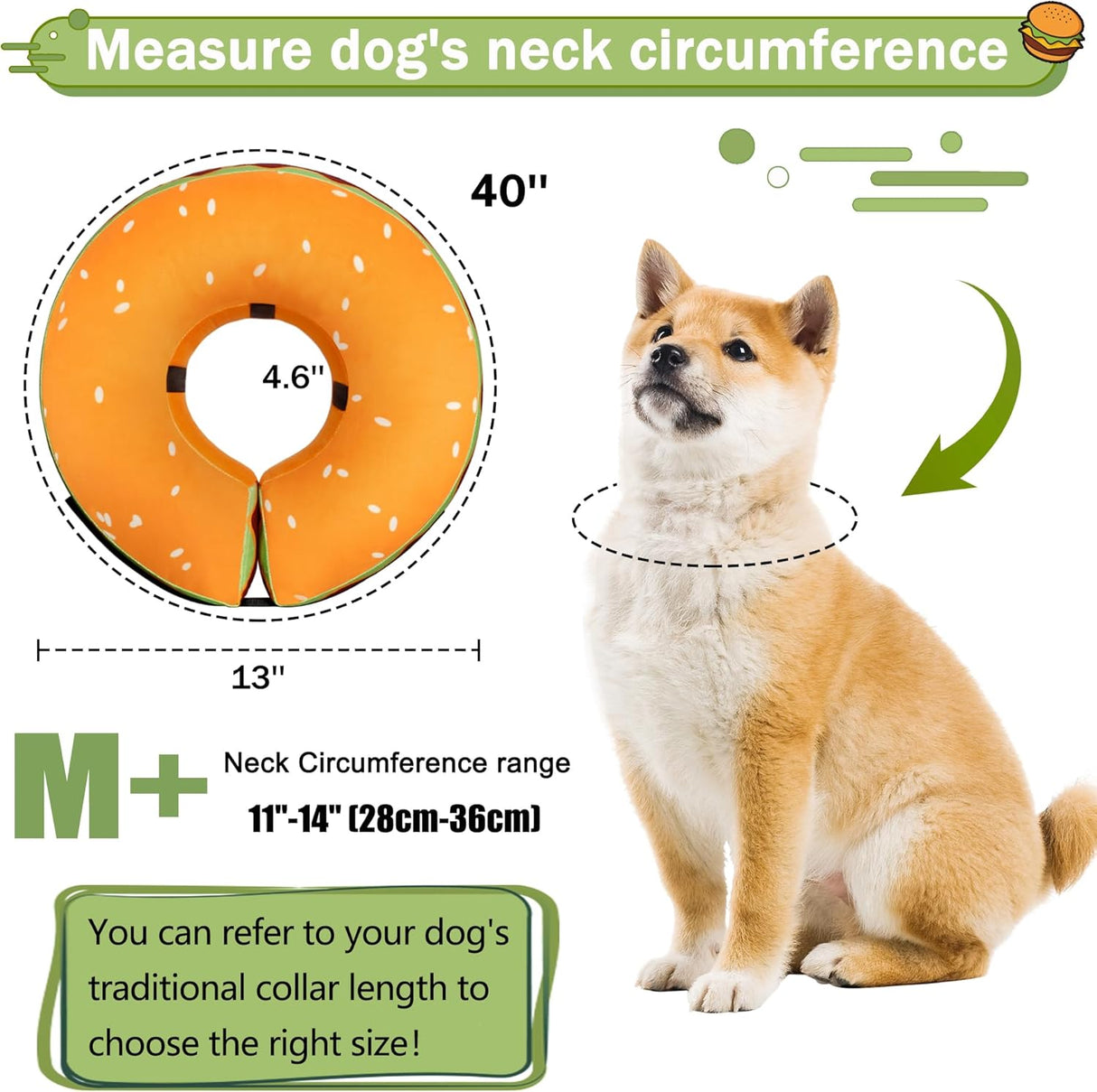 Cneo Recovery Donut Collar HAMBURGER MEDIUM PLUS
