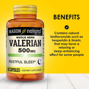 MASON NATURAL - MASON NATURAL Valerian Root 500Mg. 60 Capsulas 3 Pack - The Red Vitamin MX - Suplementos Alimenticios - {{ shop.shopifyCountryName }}