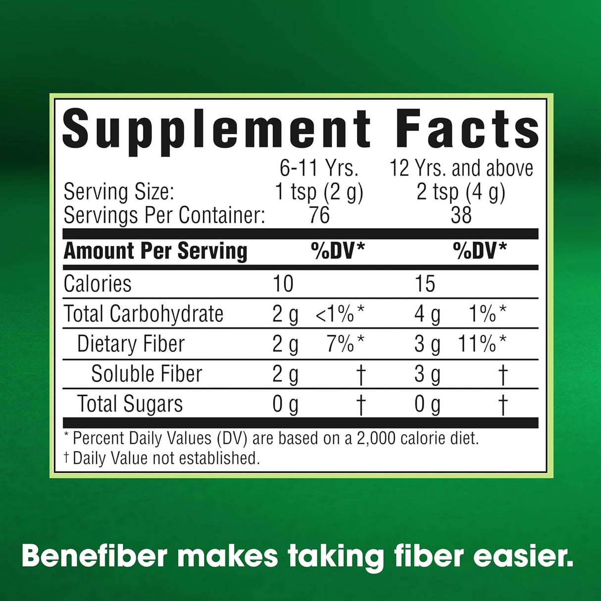 Benefiber Daily Prebiotic Fiber Supplement Powder 125 Servicios