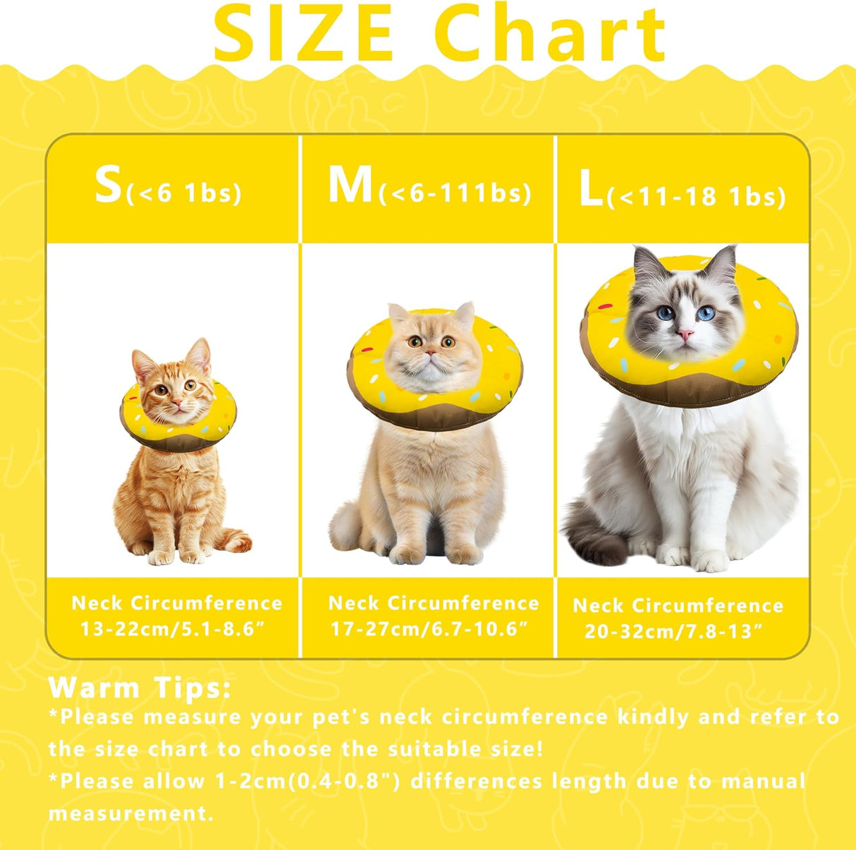 Seyezo Cat Cone Collar Soft Yellow Medium