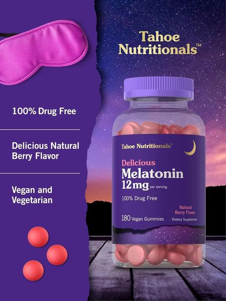 TAHOE NUTRITIONALS - Tahoe Nutritionals Melatonin Gummies 12Mg. 180 Gomitas - The Red Vitamin MX - Suplementos Alimenticios - {{ shop.shopifyCountryName }}
