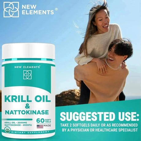 NEW ELEMENTS - New Elements Antarctic Krill Oil Omega 3 2000Mg. 60 Capsulas Blandas - The Red Vitamin MX - Suplementos Alimenticios - {{ shop.shopifyCountryName }}