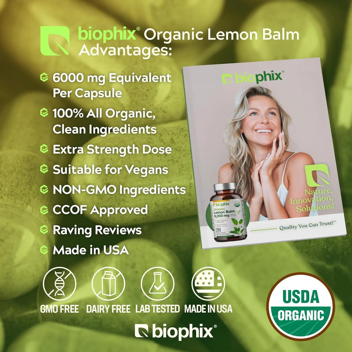 BIOPHIX - biophix Lemon Balm Capsules USDA Organic 20:1 Extract 300Mg. 200 Capsulas - The Red Vitamin MX - Suplementos Alimenticios - {{ shop.shopifyCountryName }}