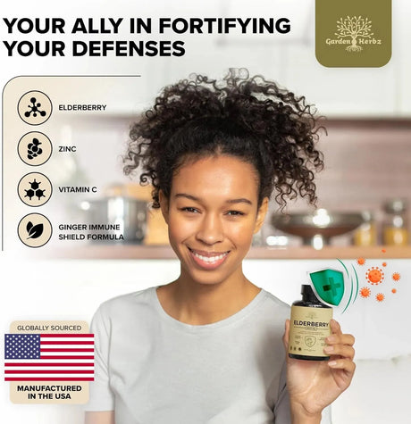 GARDEN OF HERBZ - Garden of Herbz Elderberry with Vitamin C, Zinc & Ginger 60 Capsulas - The Red Vitamin MX - Suplementos Alimenticios - {{ shop.shopifyCountryName }}