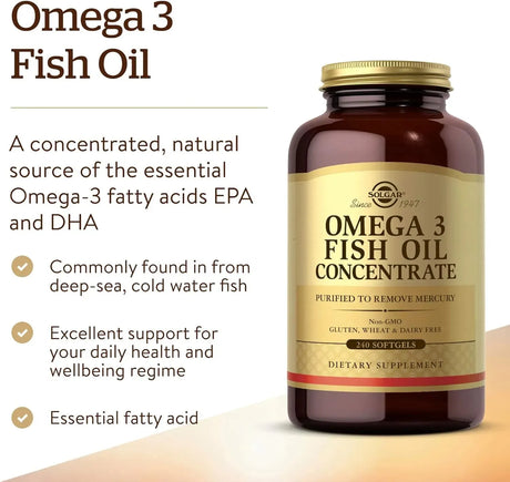 SOLGAR - Solgar Omega-3 Fish Oil Concentrate 240 Capsulas Blandas - The Red Vitamin MX - Suplementos Alimenticios - {{ shop.shopifyCountryName }}