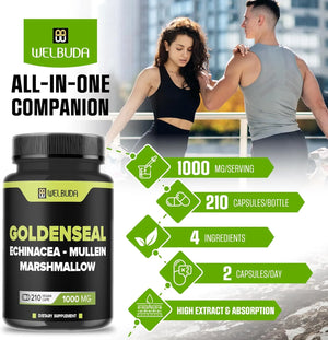 WELBUDA - WELBUDA Goldenseal Root Extract 10:1 with Echinacea, Mullein Leaf, Marshmallow 210 Capsulas - The Red Vitamin MX - Suplementos Alimenticios - {{ shop.shopifyCountryName }}