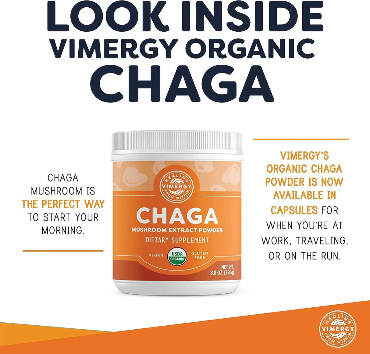 VIMERGY - Vimergy USDA Organic Wild Chaga Mushroom Extract Powder 250Gr. - The Red Vitamin MX - Suplementos Alimenticios - {{ shop.shopifyCountryName }}