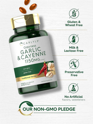 CARLYLE - Carlyle Odorless Garlic and Cayenne 1150Mg. 200 Capsulas Blandas - The Red Vitamin MX - Suplementos Alimenticios - {{ shop.shopifyCountryName }}