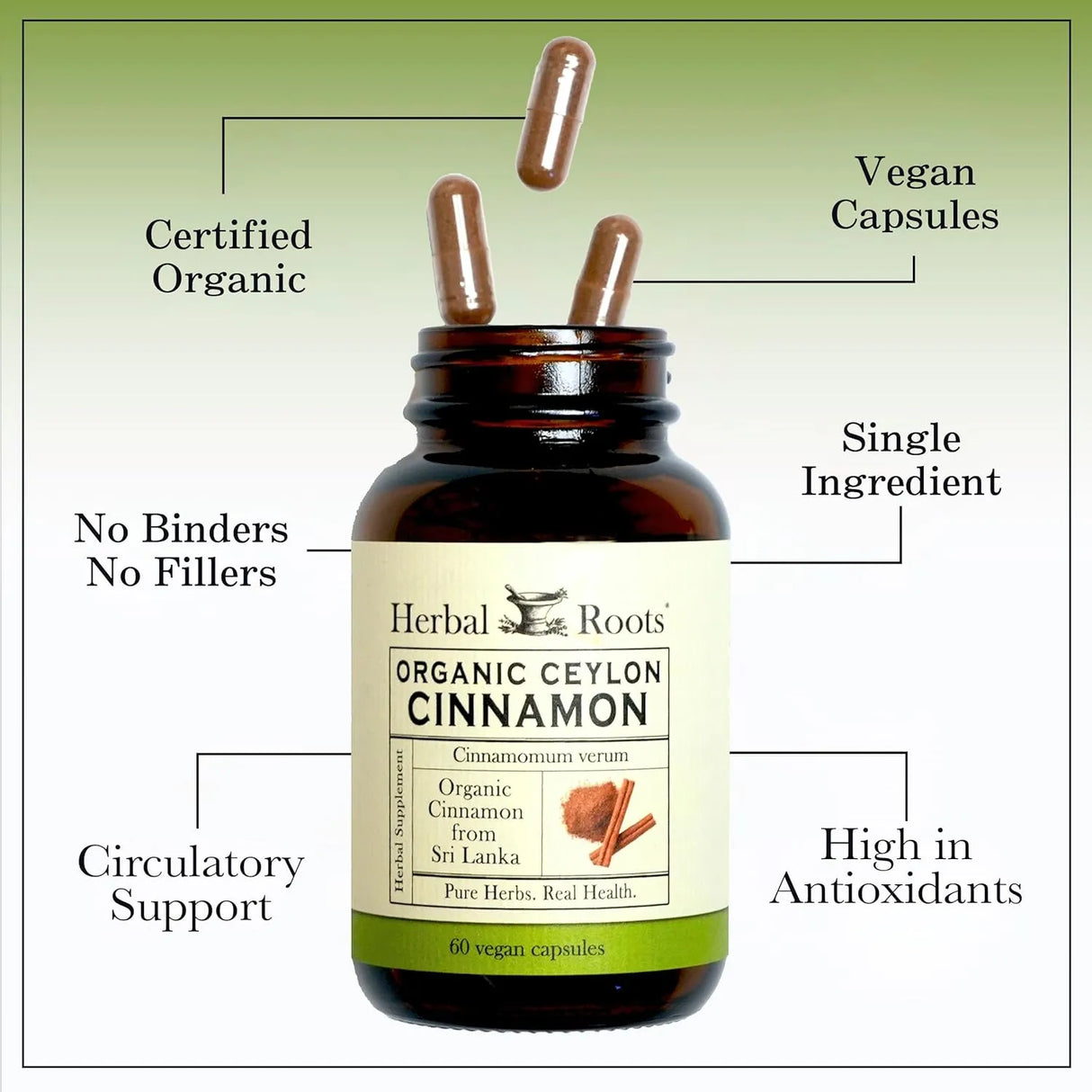 HERBAL ROOTS - Herbal Roots Organic Ceylon Cinnamon 60 Capsulas - The Red Vitamin MX - Suplementos Alimenticios - {{ shop.shopifyCountryName }}