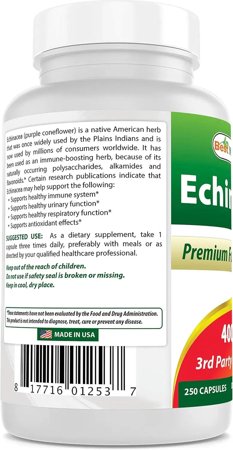 BEST NATURALS - Best Naturals Echinacea 400Mg. 250 Capsulas 2 Pack - The Red Vitamin MX - Suplementos Alimenticios - {{ shop.shopifyCountryName }}
