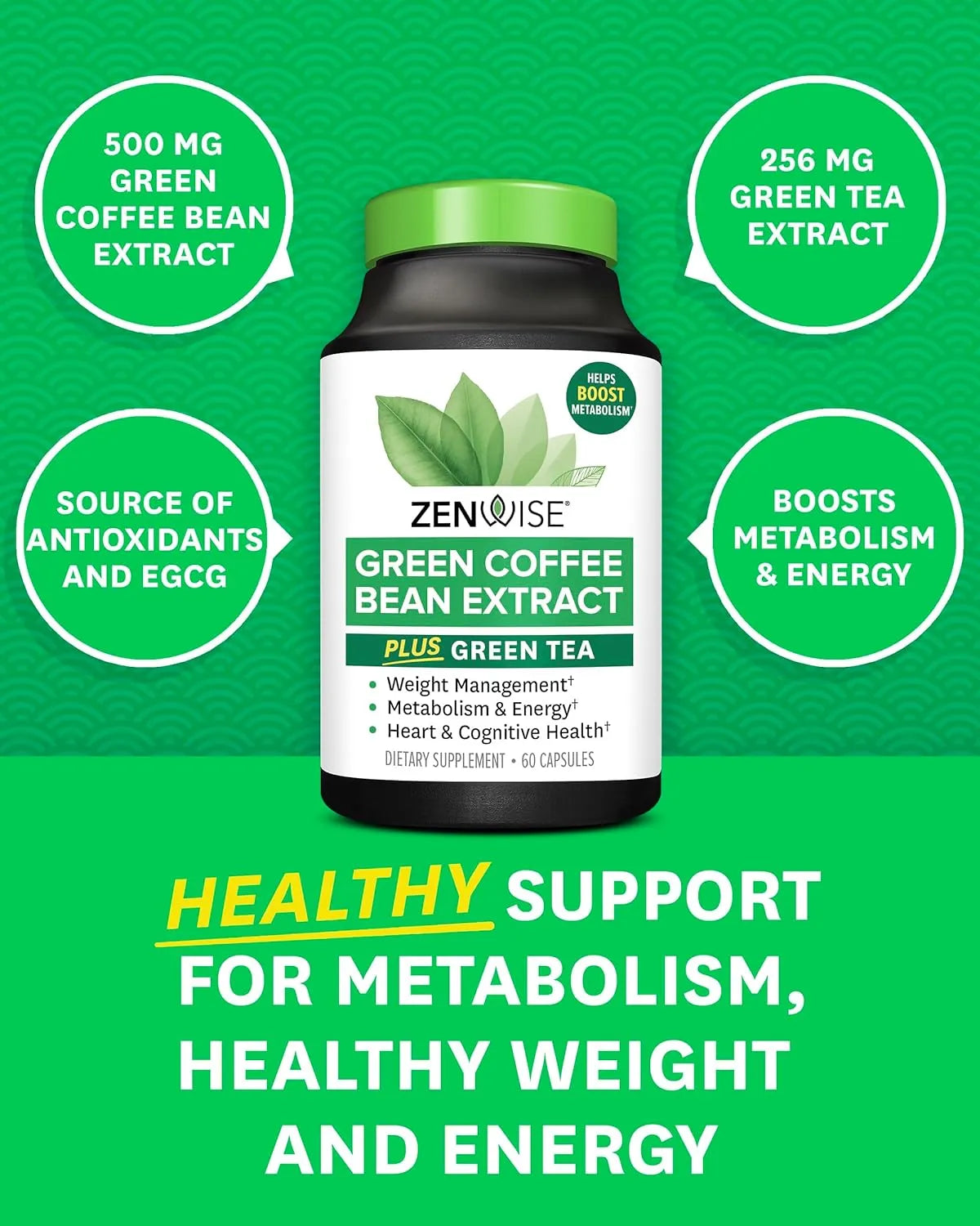 ZENWISE HEALTH - Zenwise Health Green Tea Extract with Green Coffee Bean Extract 60 Capsulas - The Red Vitamin MX - Suplementos Alimenticios - {{ shop.shopifyCountryName }}