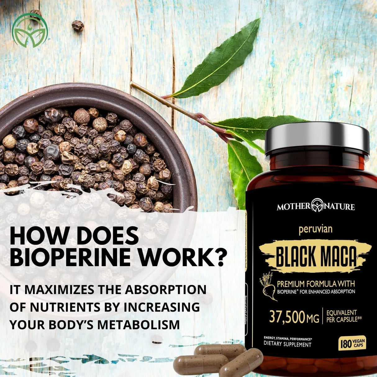 MOTHER NATURE - Mother Nature Organic Black Maca Root Extract 180 Capsulas - The Red Vitamin MX - Suplementos Alimenticios - {{ shop.shopifyCountryName }}