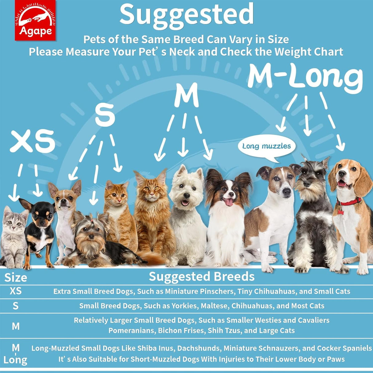 Agape Soft Cone for Cats & Dogs BLUE MEDIUM