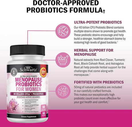 BIO SCHWARTZ - BioSchwartz Menopause Probiotics for Women 60 Capsulas - The Red Vitamin MX - Suplementos Alimenticios - {{ shop.shopifyCountryName }}