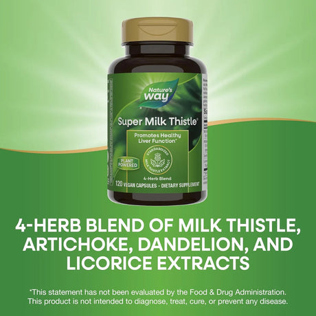 NATURE'S WAY - Nature's Way Super Milk Thistle 4 Herb Blend 120 Capsulas - The Red Vitamin MX - Suplementos Alimenticios - {{ shop.shopifyCountryName }}