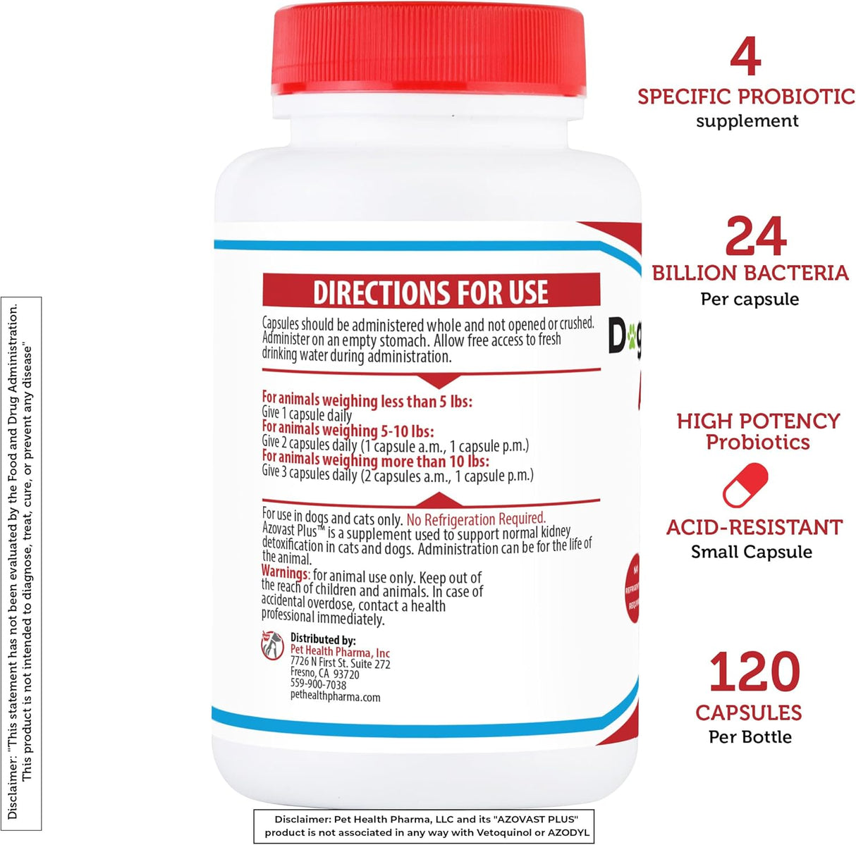 Doggy Naturals Azovast Plus Kidney Health Supplement for Dogs & Cats 120 Capsulas 2 Pack