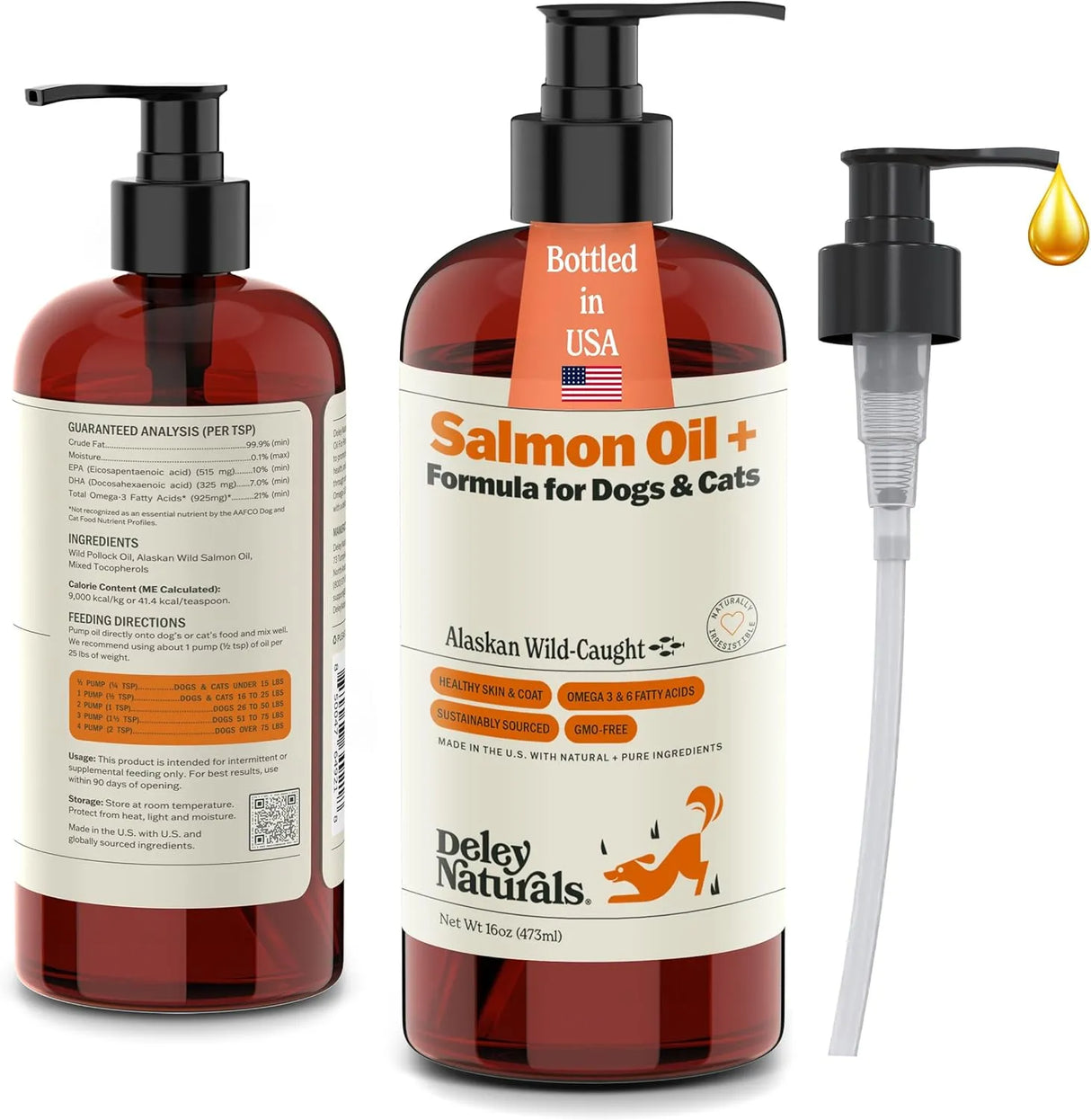 DELEY NATURALS - Deley Naturals Wild Alaskan Salmon Oil for Dogs 16 Fl.Oz. - The Red Vitamin MX - Aceite De Pescado Para Perros - {{ shop.shopifyCountryName }}