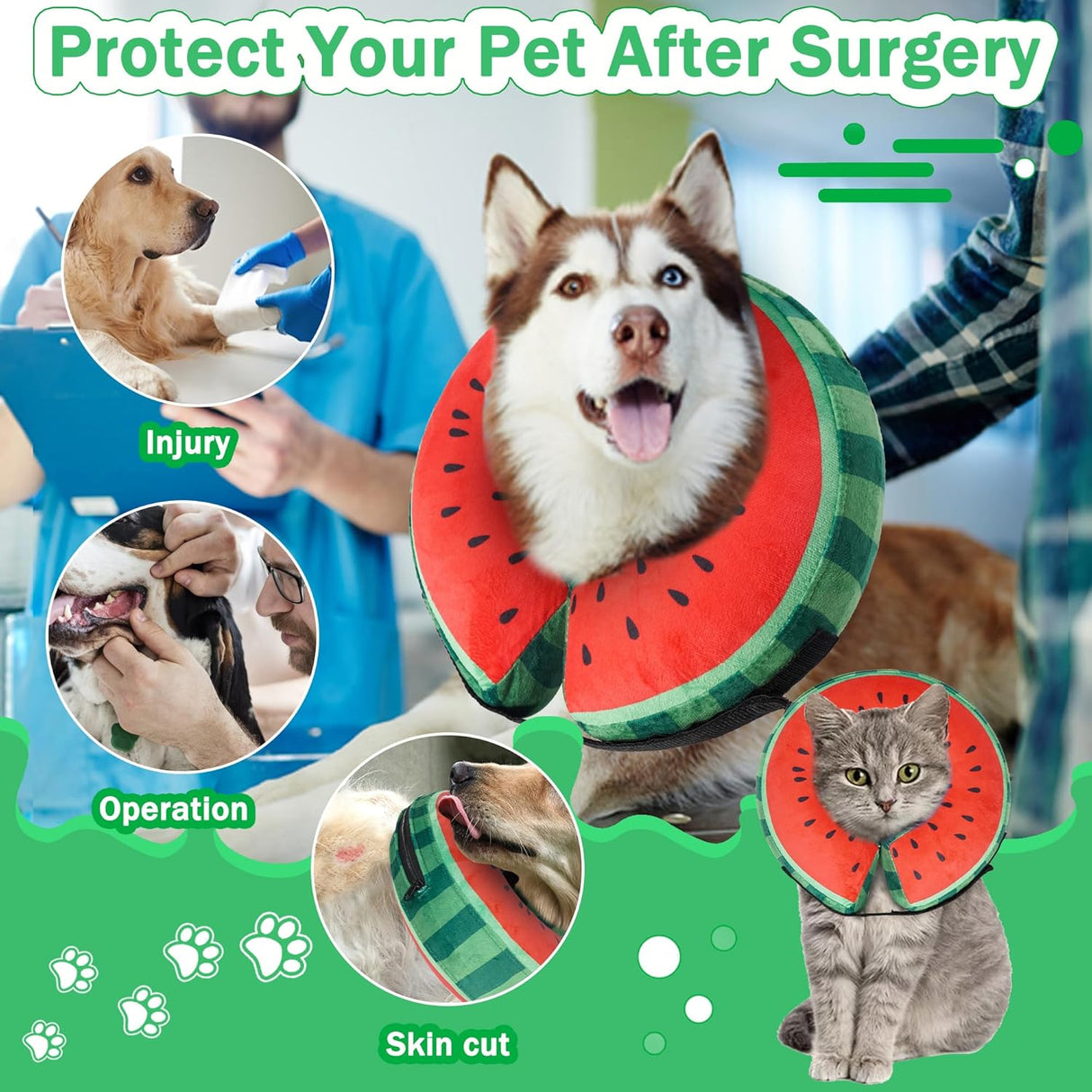 Cneo Recovery Donut Collar WATERMELON LARGE