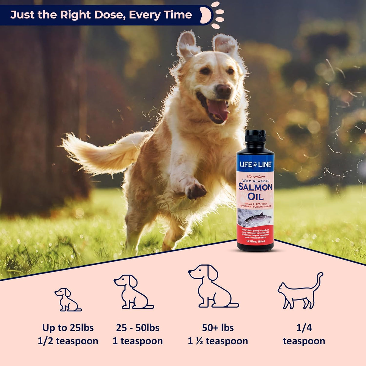 Life Line Pet Nutrition Wild Alaskan Salmon Oil Omega-3 16.5 Fl.Oz.