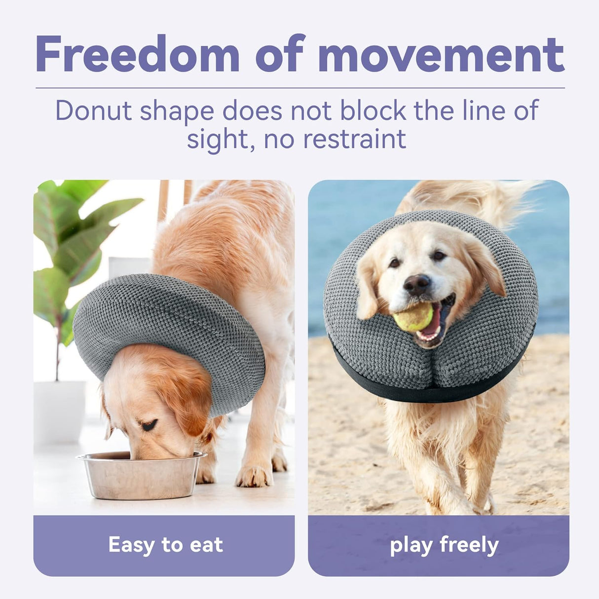 Loflaze Soft Inflatable Dog Cone Collar GREY LARGE