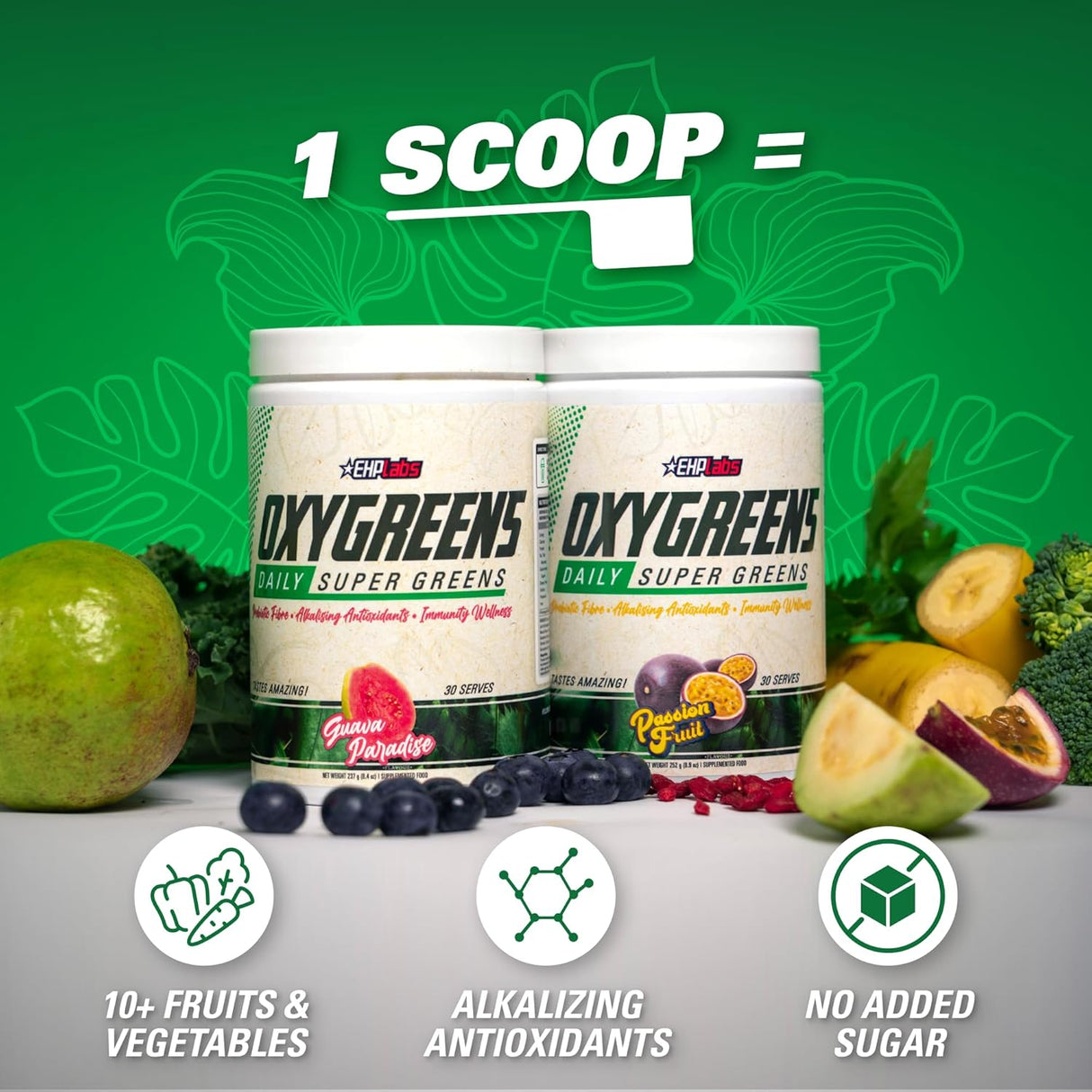 EHP Labs OxyGreens Super Greens Powder 30 Servicios Strawb. Margarita 255Gr.