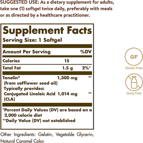 Solgar Tonalin CLA 1300Mg. 60 Capsulas Blandas - The Red Vitamin MX - Suplementos Alimenticios - SOLGAR