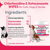 Truseb Topical Ketoconazole and Chlorhexidine Wipes for Dogs Cats and Horses 50 Toallitas