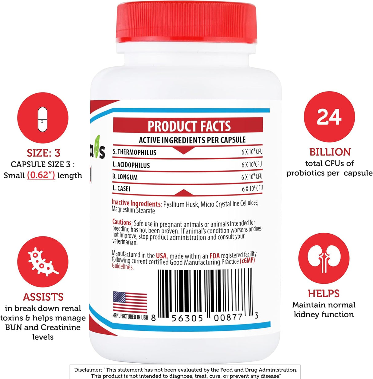 Doggy Naturals Azovast Plus Kidney Health Supplement for Dogs & Cats 120 Capsulas 2 Pack