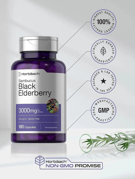 HORBAACH - Horbaach Black Elderberry 3000Mg. 180 Capsulas - The Red Vitamin MX - Suplementos Alimenticios - {{ shop.shopifyCountryName }}