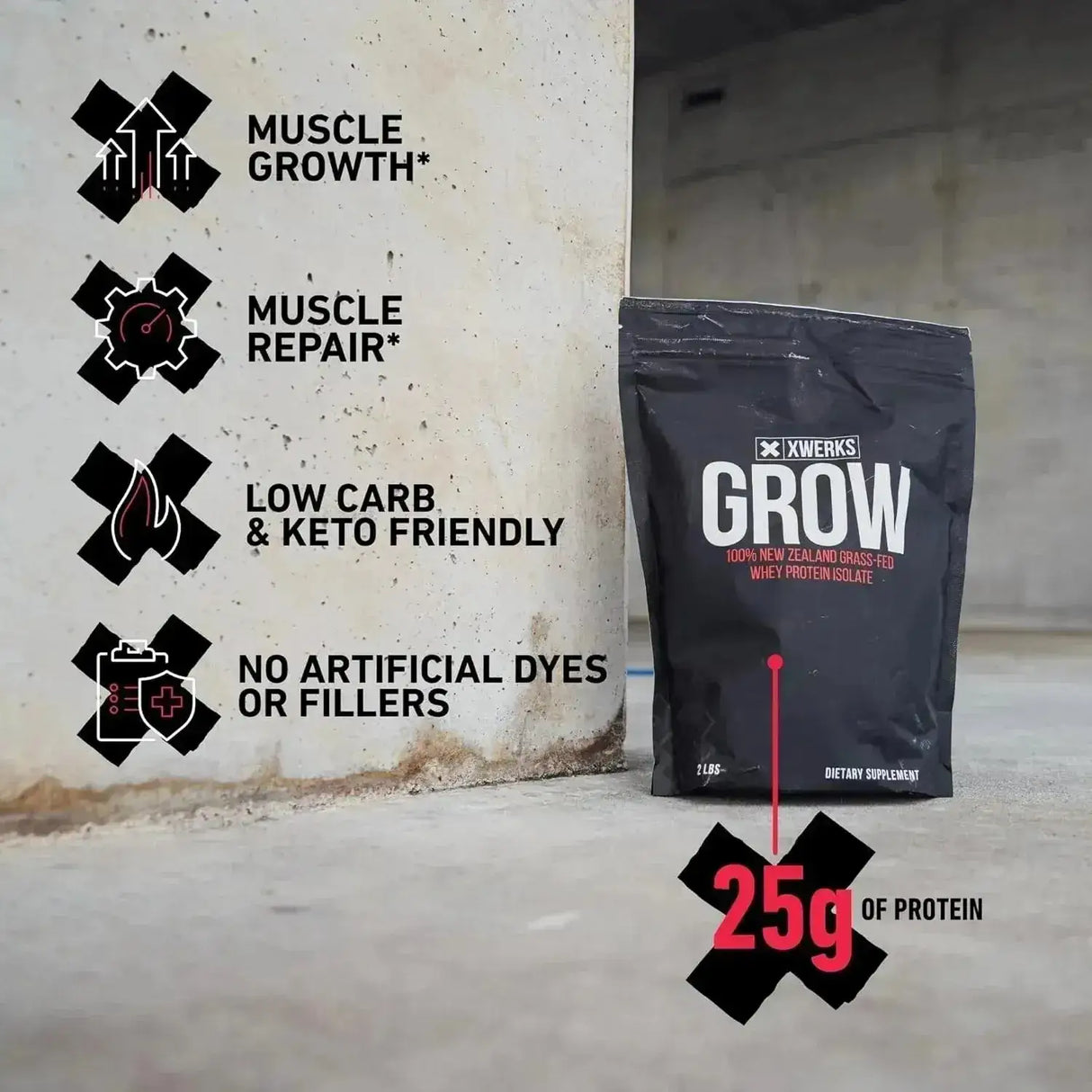 XWERKS - Xwerks Grow 100% New Zealand Grass-Fed Whey Protein Chocolate 28.8 Oz. - The Red Vitamin MX - Suplementos Alimenticios - {{ shop.shopifyCountryName }}