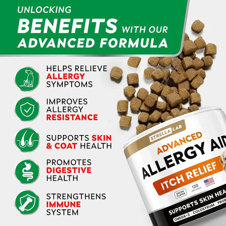 STRELLALAB - StrellaLab Advanced Dog Allergy Relief & Anti Itch Support Chews Bacon 120 Masticables - The Red Vitamin MX - Remedios Para La Picazón De Perros - {{ shop.shopifyCountryName }}