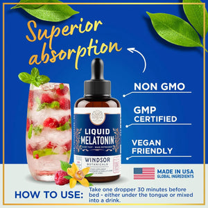 WINDSOR BOTANICALS - WINDSOR BOTANICALS Liquid Melatonin Drops 3Mg. 2 Fl.Oz. - The Red Vitamin MX - Suplementos Alimenticios - {{ shop.shopifyCountryName }}