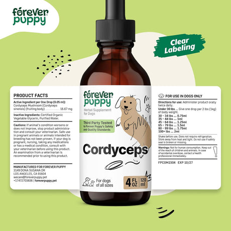 FOREVER PUPPY - Forever Puppy Cordyceps Mushroom Extract for Dogs 4 Fl.Oz. - The Red Vitamin MX - Suplementos Herbales Para Perros - {{ shop.shopifyCountryName }}