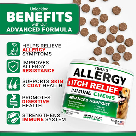 YUMA'S - YUMA'S Dog Allergy Relief Chews Beef Liver Flavor 170 Masticables - The Red Vitamin MX - Remedios Para La Picazón De Perros - {{ shop.shopifyCountryName }}