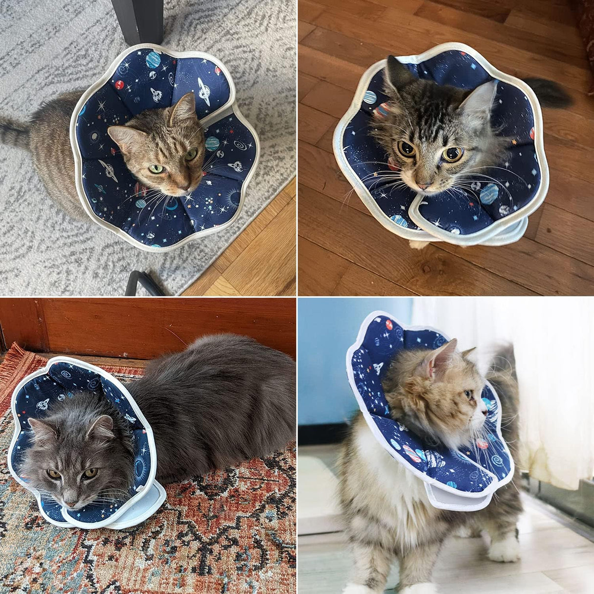 QIYADIN Soft Cat Cone Adjustable Planet Pattern Small