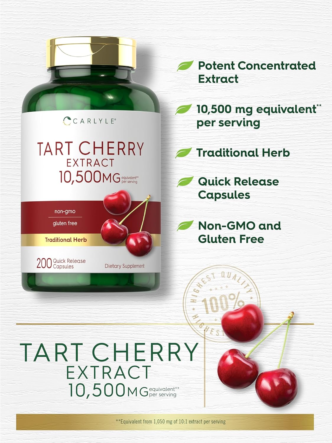 Carlyle Tart Cherry 10,500Mg. 200 Capsulas