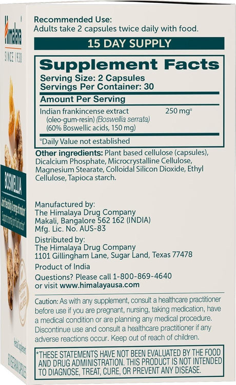 HIMALAYA - Himalaya Boswellia 250Mg. 60 Capsulas 2 Pack - The Red Vitamin MX - Suplementos Alimenticios - {{ shop.shopifyCountryName }}