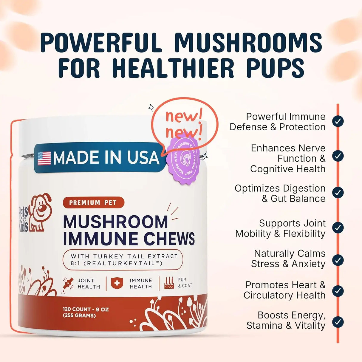 PETS ARE KIDS TOO - Pets Are Kids Too Turkey Tail Mushroom for Dogs 120 Masticables - The Red Vitamin MX - Suplementos Herbales Para Perros - {{ shop.shopifyCountryName }}