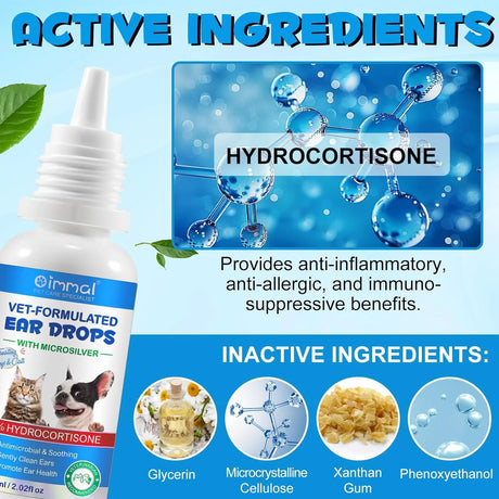 OIMMAL - OIMMAL Cat & Dog Ear Infection Treatment Drops 60Ml. - The Red Vitamin MX - Cuidado Del Oído De Perros - {{ shop.shopifyCountryName }}